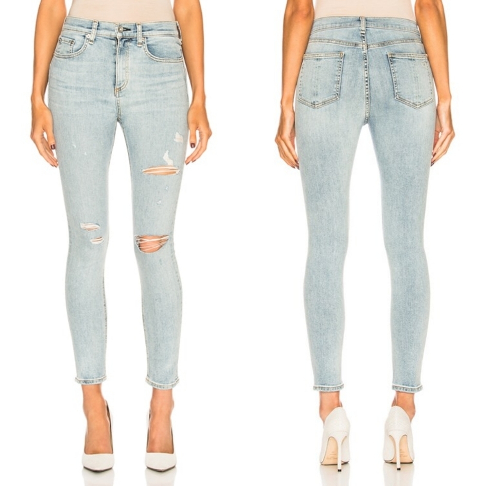 Rag & Bone | High Rise Skinny Distressed Jeans in Norlet Wash
